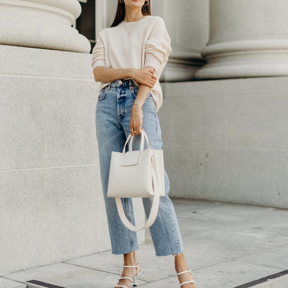 😍The Stella Genuine Leather Satchel Bag - Chalk